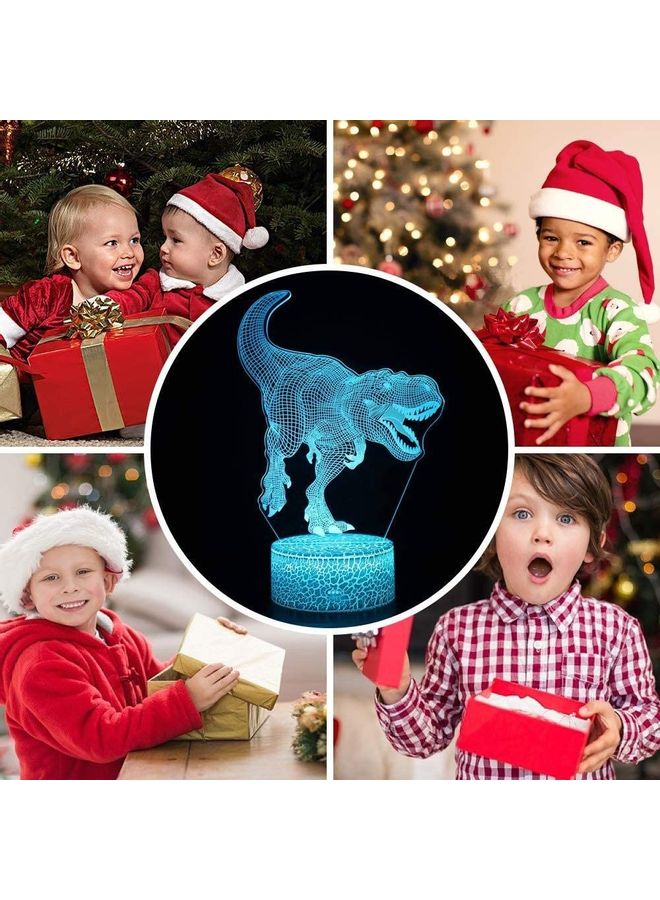 NIBEMINENT 3D Illusion Dinosaur Lamp with Remote Blue - Image 5