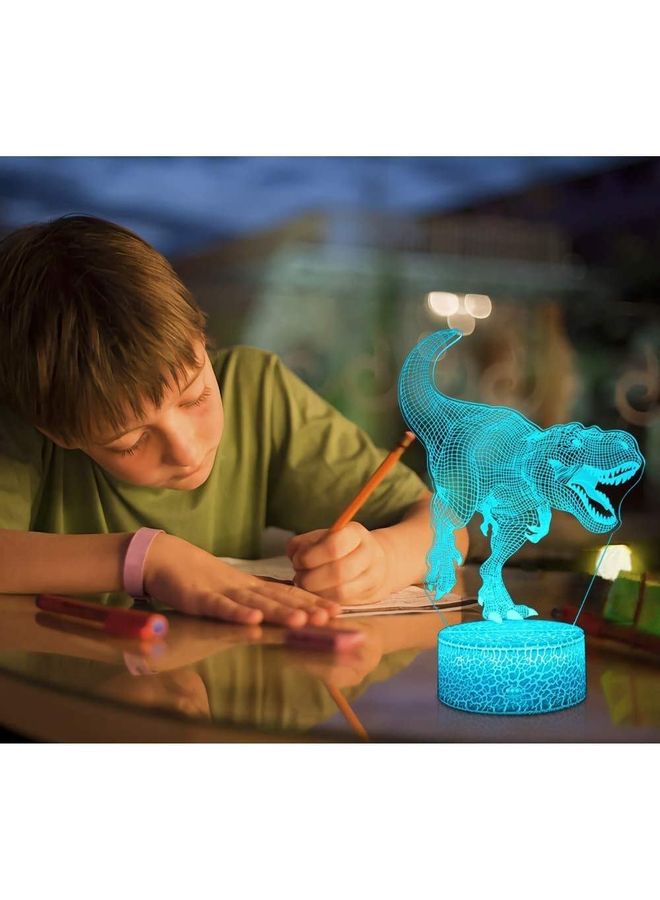 NIBEMINENT 3D Illusion Dinosaur Lamp with Remote Blue - Image 3