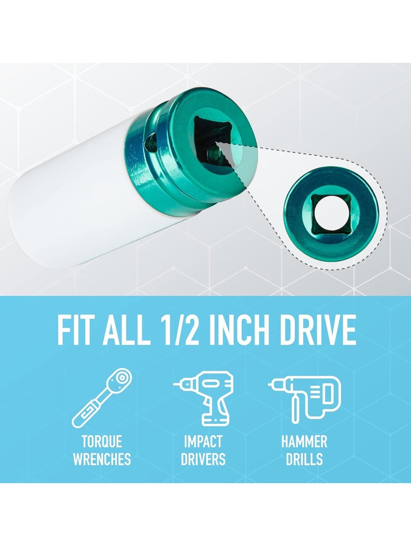 BOSS LIFE STYLE 3pcs 1/2" Drive Thin Wall Wheel Deep Impact Nut Socket Set 17mm 19mm 21 mm Car Garage Tool with Case - Image 3