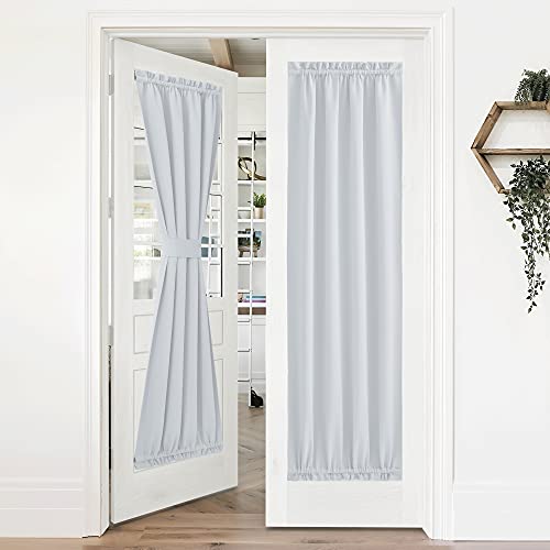 NICETOWN Room Darkening Curtain Panel for Door  Sidelight Sliding Door Drapes Thermal Insulated and Privacy Assured 1 PC 36 Wide x 72 Long Greyish White