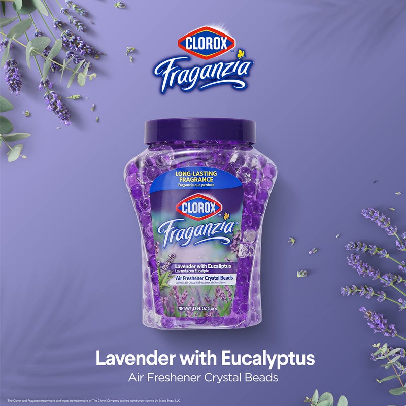 Clorox Fraganzia Crystal Beads Air Freshener Twin Pack, Fresh Ocean Breeze and Lavender with Eucalyptus Scents, Long Lasting Room Deodorizer Gel Beads, 12 Fl Oz Each - 2 Pack - Image 3