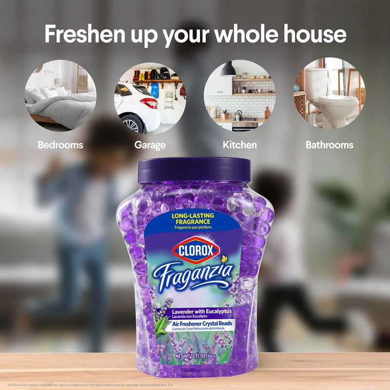 Clorox Fraganzia Crystal Beads Air Freshener Twin Pack, Fresh Ocean Breeze and Lavender with Eucalyptus Scents, Long Lasting Room Deodorizer Gel Beads, 12 Fl Oz Each - 2 Pack - Image 5