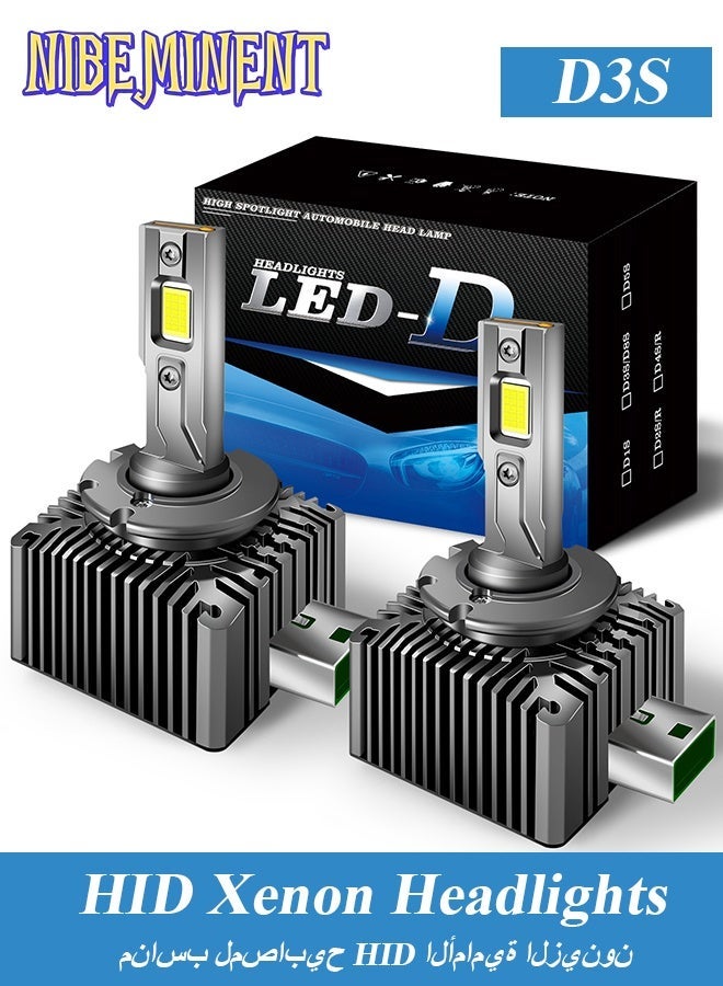 نيبمينينت مصابيح LED لمصابيح السيارة من سلسلة D، D1S D2S D3S D4S D5S D8S، مصابيح LED بيضاء فائقة السطوع 6500K بديلة لمصابيح الزينون، قابلة للتوصيل والتشغيل، تصميم 1:1، عبوة من قطعتين - Image 1