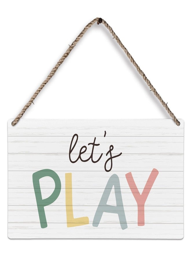 huester Play Sign Wood Plaque Sign, Playroom Wall Decor, Kids Playroom Decor, Playroom Sign, Play Room Home Decor for Kids, Boho Classroom Decor, Let’s Play Sign Wall Hanging Decor, 12x6 inches - Image 1
