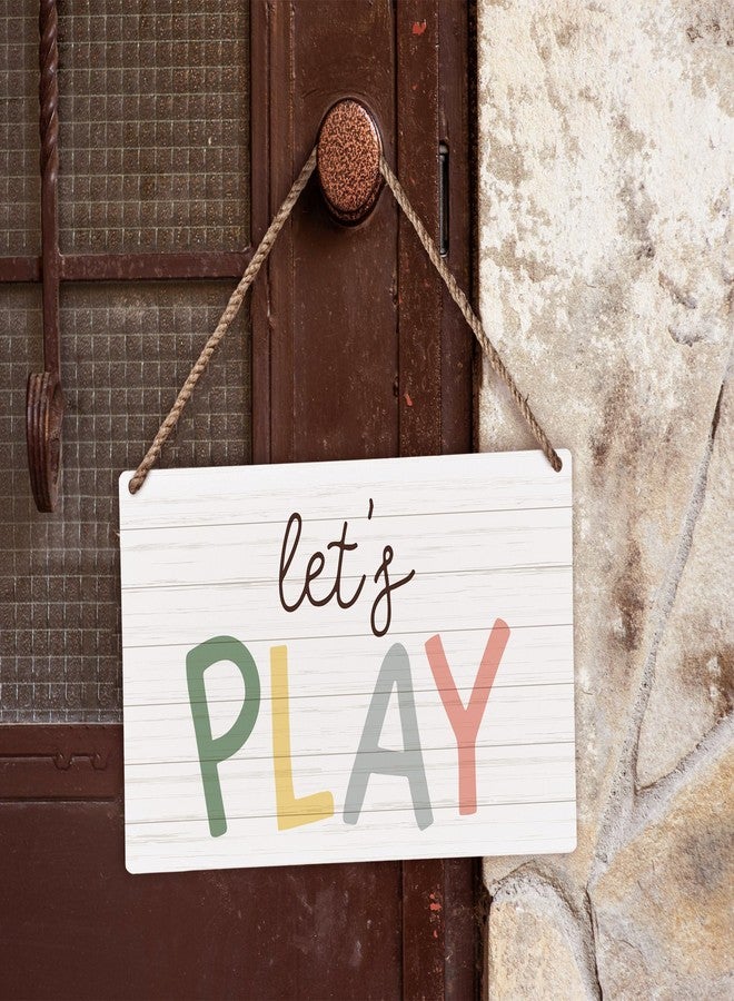 huester Play Sign Wood Plaque Sign, Playroom Wall Decor, Kids Playroom Decor, Playroom Sign, Play Room Home Decor for Kids, Boho Classroom Decor, Let’s Play Sign Wall Hanging Decor, 12x6 inches - Image 2