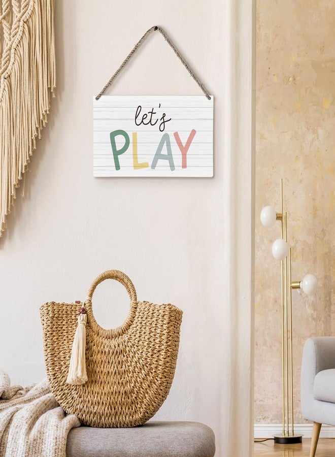 huester Play Sign Wood Plaque Sign, Playroom Wall Decor, Kids Playroom Decor, Playroom Sign, Play Room Home Decor for Kids, Boho Classroom Decor, Let’s Play Sign Wall Hanging Decor, 12x6 inches - Image 4