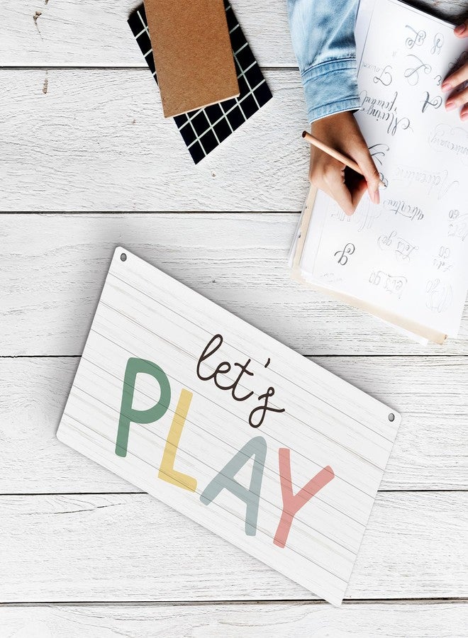 huester Play Sign Wood Plaque Sign, Playroom Wall Decor, Kids Playroom Decor, Playroom Sign, Play Room Home Decor for Kids, Boho Classroom Decor, Let’s Play Sign Wall Hanging Decor, 12x6 inches - Image 5