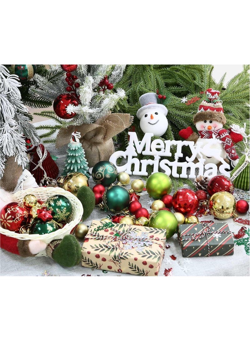 AUTOYSUR 44 Pcs Christmas Tree Balls Ornaments, Christmas Decorative Hanging Baubles for Home Party Holiday Wedding Tree Decorations (Red/Gold/Green) - Image 4
