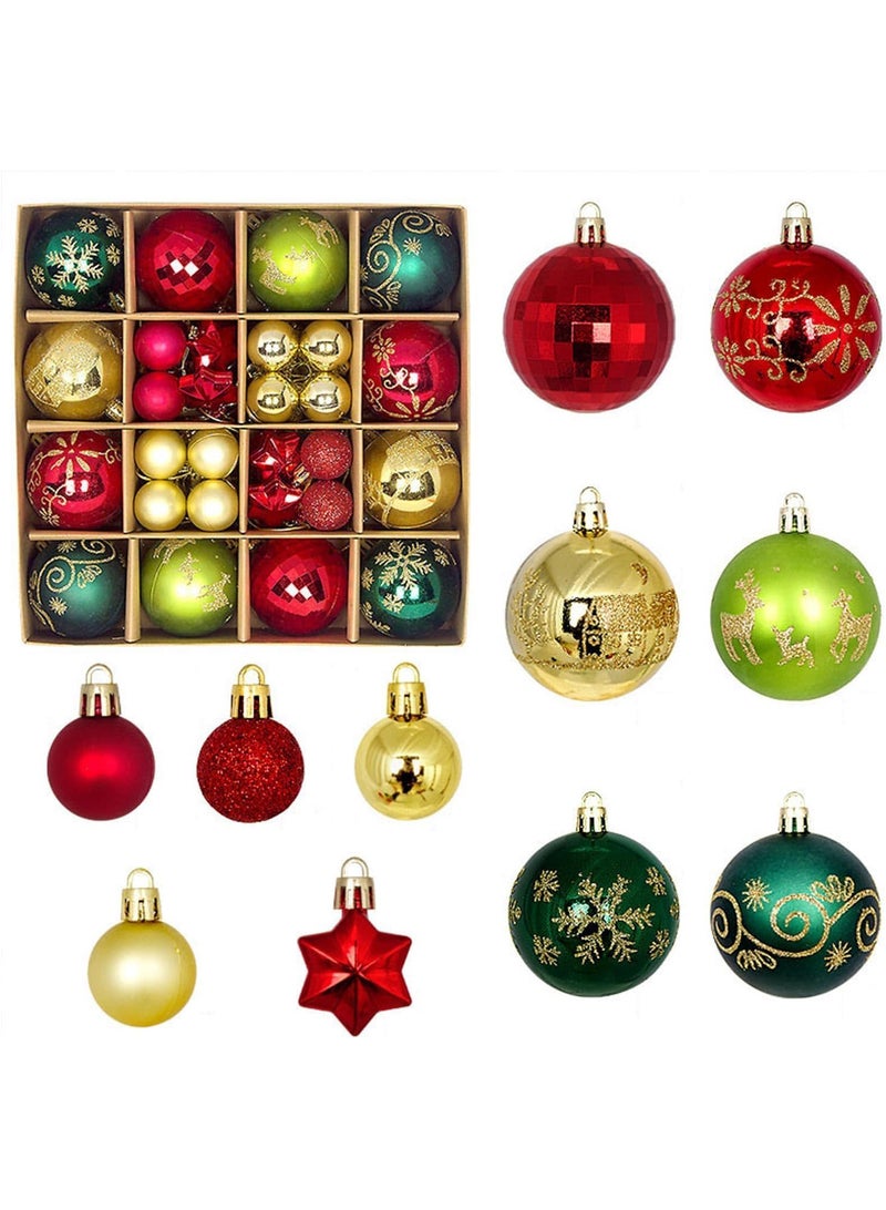 AUTOYSUR 44 Pcs Christmas Tree Balls Ornaments, Christmas Decorative Hanging Baubles for Home Party Holiday Wedding Tree Decorations (Red/Gold/Green) - Image 1