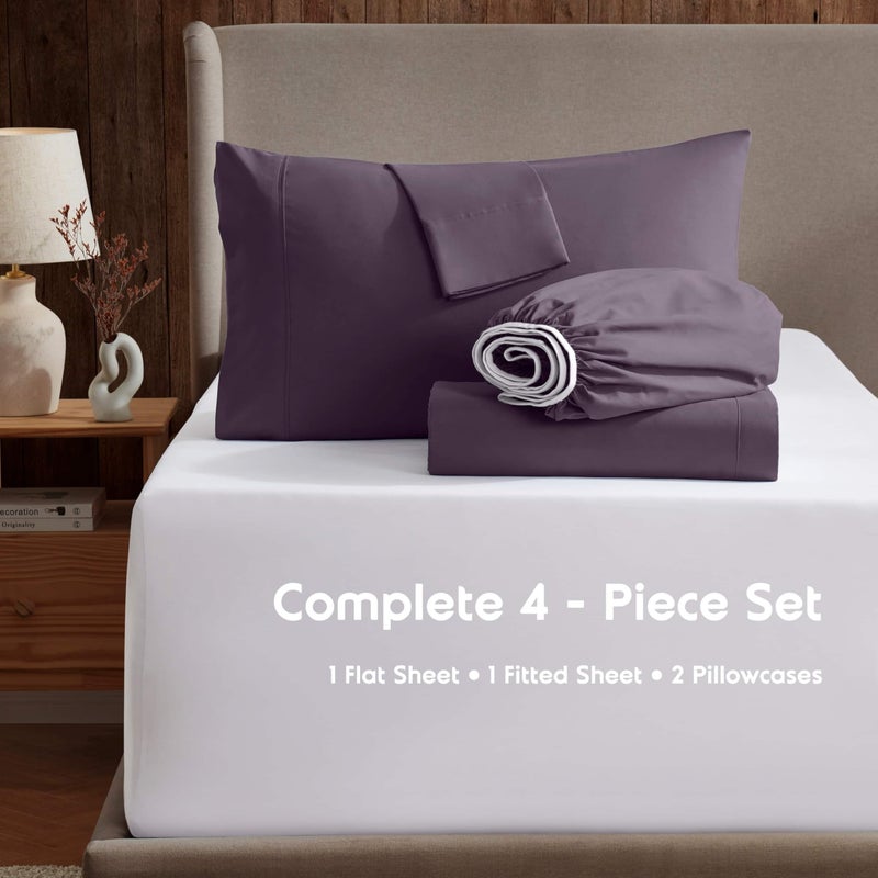 Nestl King Sheet Set - Luxury 1800 Ultra-Soft Microfiber King Bed Sheets - Double Brushed - Deep Pockets - Easy Fit - 4 Piece Set - Bedding Sheets & Pillowcases (King, Purple) - Image 2