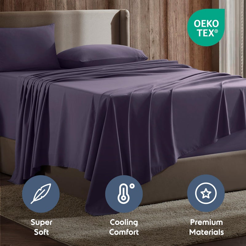 Nestl King Sheet Set - Luxury 1800 Ultra-Soft Microfiber King Bed Sheets - Double Brushed - Deep Pockets - Easy Fit - 4 Piece Set - Bedding Sheets & Pillowcases (King, Purple) - Image 5