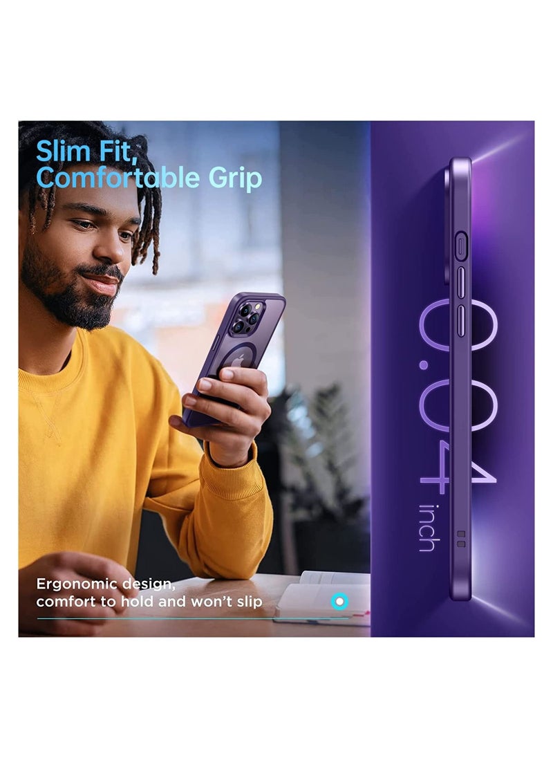 Generic - Built in Magnets Compatible with MagSafe Clear Hard PC Back Cover Soft TPU Frame Shockproof Protective Slim Bumper Case for iPhone 11 Pro Max_Purple - Image 1