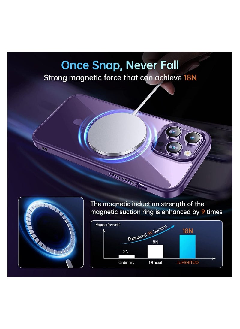 Generic - Built in Magnets Compatible with MagSafe Clear Hard PC Back Cover Soft TPU Frame Shockproof Protective Slim Bumper Case for iPhone 11 Pro Max_Purple - Image 1