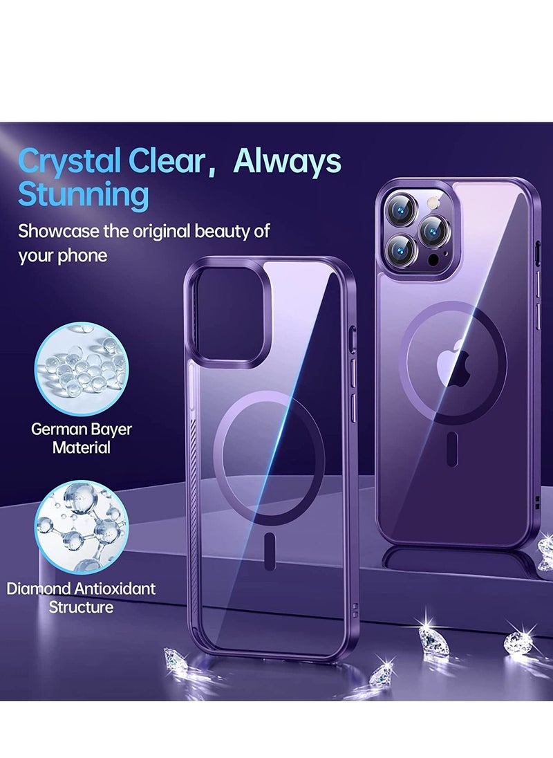 Generic - Built in Magnets Compatible with MagSafe Clear Hard PC Back Cover Soft TPU Frame Shockproof Protective Slim Bumper Case for iPhone 11 Pro Max_Purple - Image 1