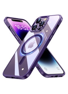 Built in Magnets Compatible with MagSafe Clear Hard PC Back Cover Soft TPU Frame Shockproof Protective Slim Bumper Case for iPhone 11 Pro Max_Purple