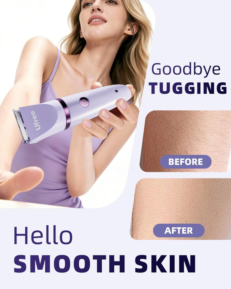 Ufree Bikini Trimmer Electric Razors for Women, Rechargeable Pubic Body Hair Trimmer Electric Shaver for Legs Body Hair, Bikini Shaver IPX7 Waterproof, Gifts for Women, Purple - Image 3