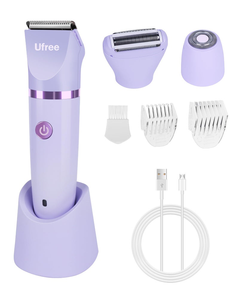 Ufree Bikini Trimmer Electric Razors for Women, Rechargeable Pubic Body Hair Trimmer Electric Shaver for Legs Body Hair, Bikini Shaver IPX7 Waterproof, Gifts for Women, Purple - Image 1