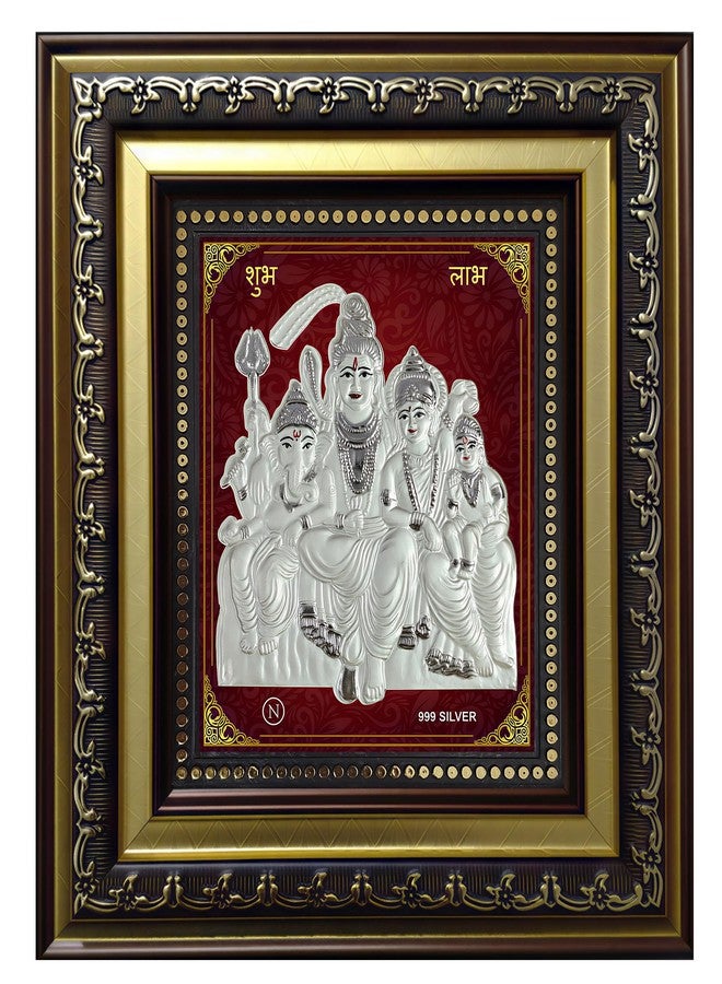 ARTSMINE-Silver Shiv Parivar Wall Frame – 999 Silver Art | Premium Finish | Spiritual Home Décor|Ideal for Pooja & Gifting – 1 Unit - Image 1
