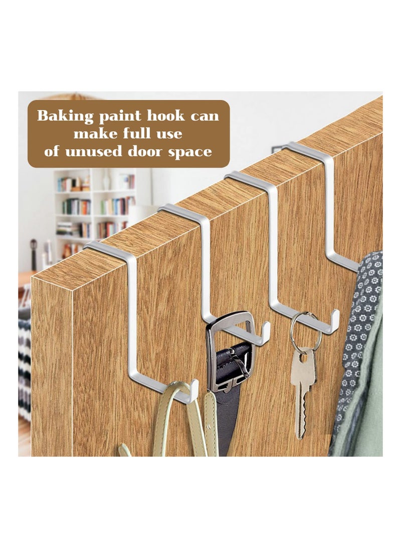 8 Pack Over Door Hooks, Metal Over The Door Hook Z-Shaped Wreath Hanger Hangers White Coat Towel Hooks Fit 4cm and 5cm Door Widths (Hold Up 15kg) - Image 2