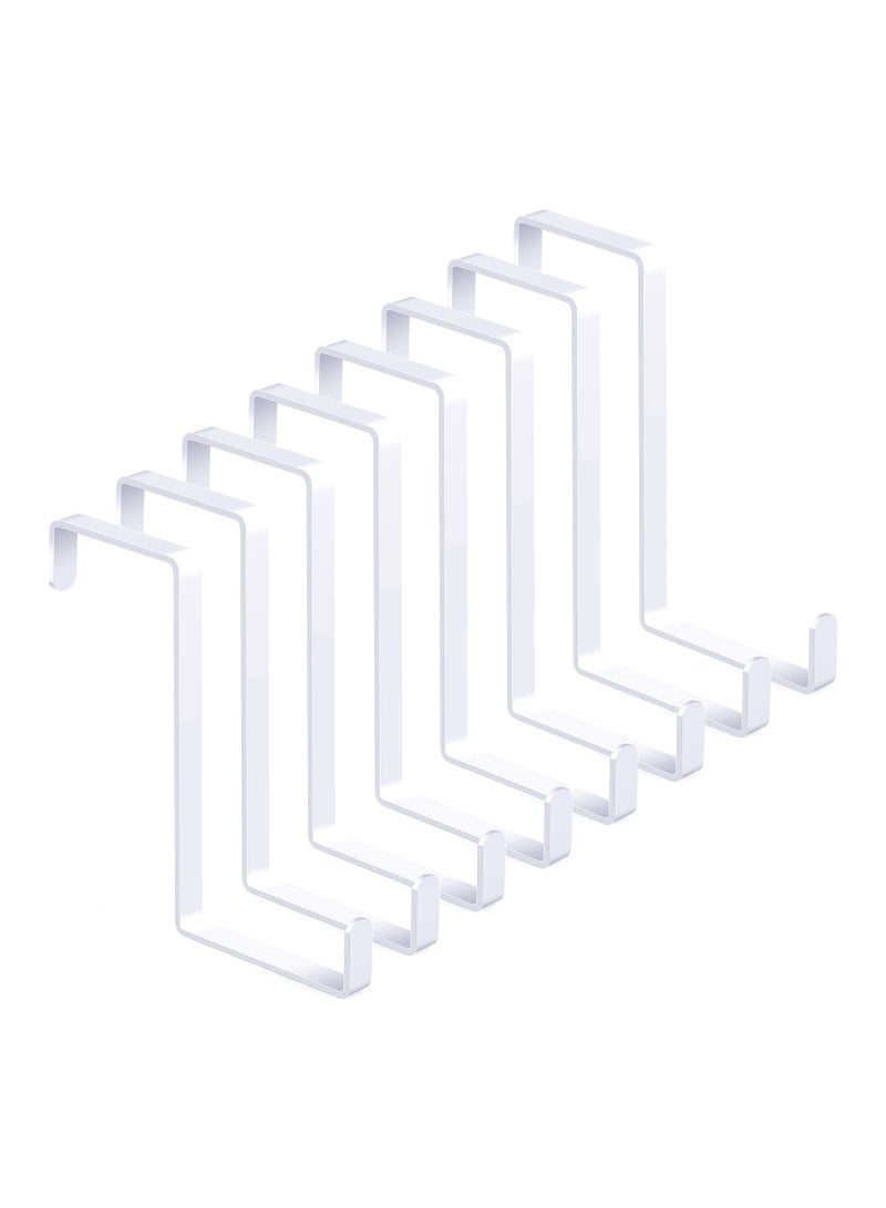 8 Pack Over Door Hooks, Metal Over The Door Hook Z-Shaped Wreath Hanger Hangers White Coat Towel Hooks Fit 4cm and 5cm Door Widths (Hold Up 15kg) - Image 1