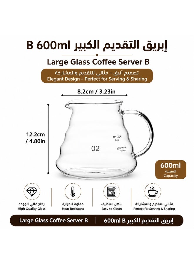 CME v60 Heat-Resistant Glass Coffee Server 600 ml with Handle and Pouring Spout – Clear - Image 2