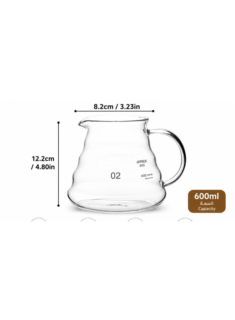 CME v60 Heat-Resistant Glass Coffee Server 600 ml with Handle and Pouring Spout – Clear - Image 3