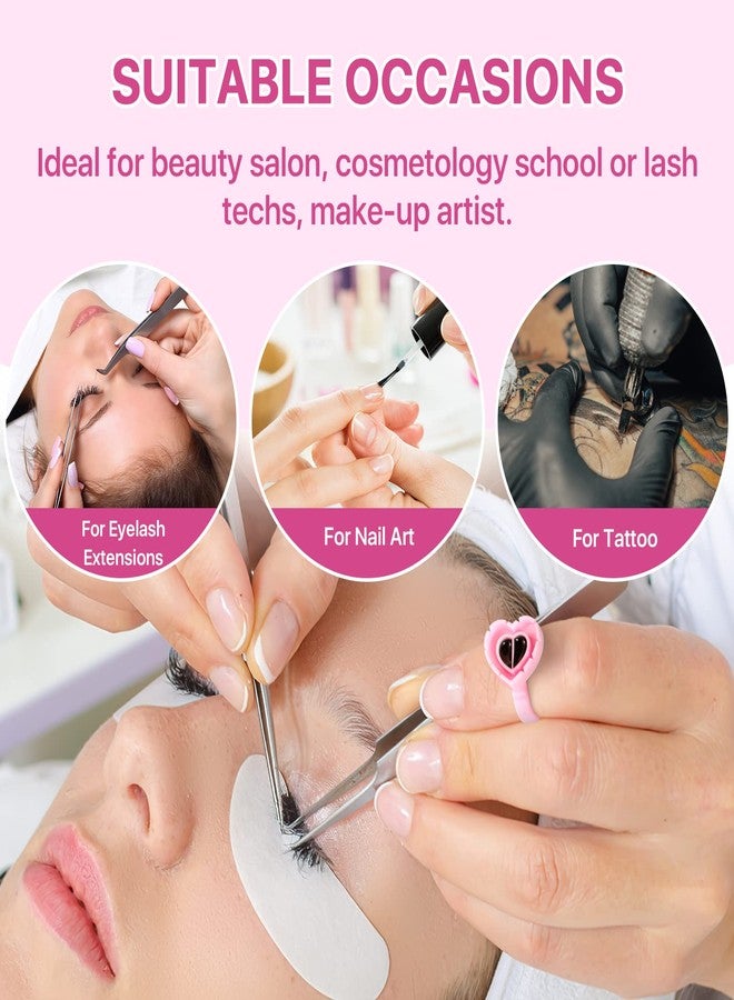 Pretty memory 150 Pcs Glue Rings for Eyelash Extensions, Lovely Heart-Shaped Lash Glue Rings Blooming Eyelash Glue Holder Volume Fanning Cup Lash Extension Supplies, Pink - Image 5