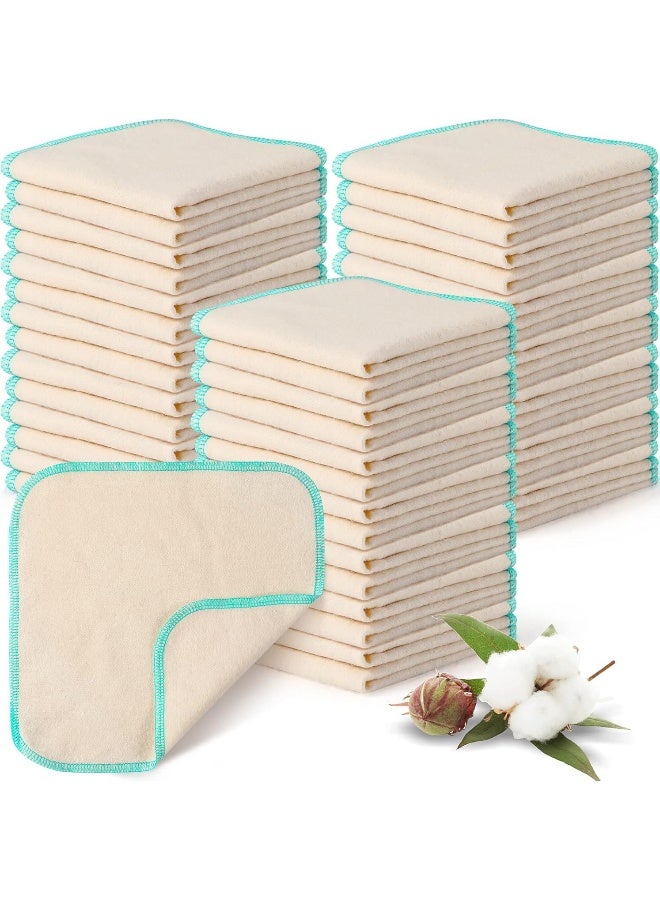 meekoo 45 Pcs Unbleached Flannel Cloth Baby Wipes Reusable Baby Diapers Wipes 8 x 8 Inch Soft and Sturdy Washable Natural Cloth Tissues Outer Stitching(Blue) - Image 1
