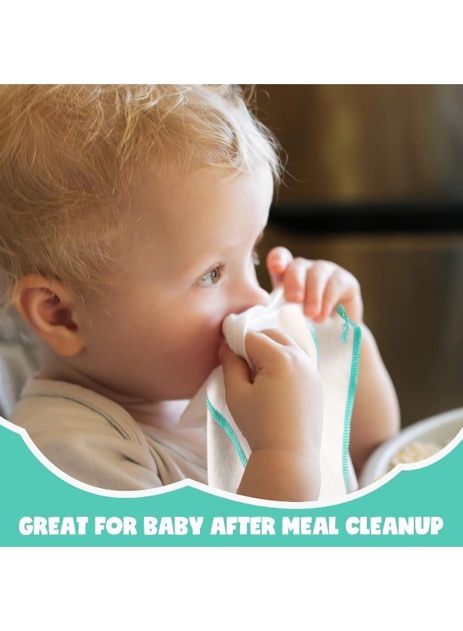 meekoo 45 Pcs Unbleached Flannel Cloth Baby Wipes Reusable Baby Diapers Wipes 8 x 8 Inch Soft and Sturdy Washable Natural Cloth Tissues Outer Stitching(Blue) - Image 5