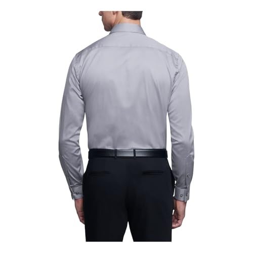 Van Heusen mens Regular Fit Flex Collar Stretch Solid Dress Shirt, Grey Mist, 16.5 Neck 32 -33 Sleeve US - Image 2