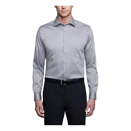 Van Heusen mens Regular Fit Flex Collar Stretch Solid Dress Shirt, Grey Mist, 16.5 Neck 32 -33 Sleeve US - Image 4