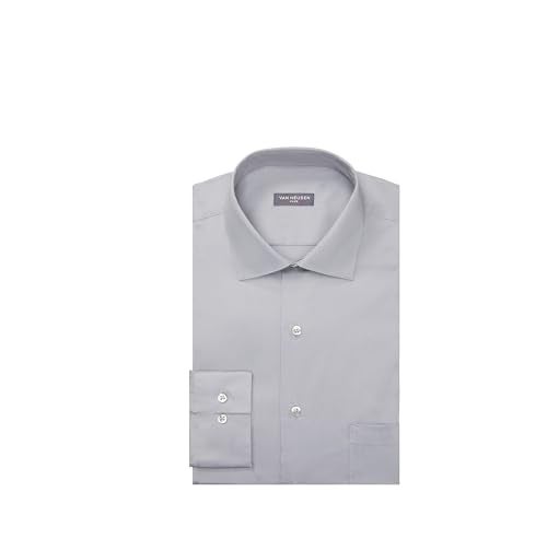 Van Heusen mens Regular Fit Flex Collar Stretch Solid Dress Shirt, Grey Mist, 16.5 Neck 32 -33 Sleeve US - Image 3