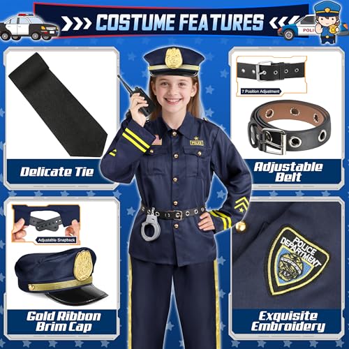 Joycover Police Costume for Kids Police Officer Costume for Boys Girls with Uniform and Accessories Halloween Costumes for Kids Boys Toddler Dress Up Cop Outfit Set for Halloween Career Day M - Image 5