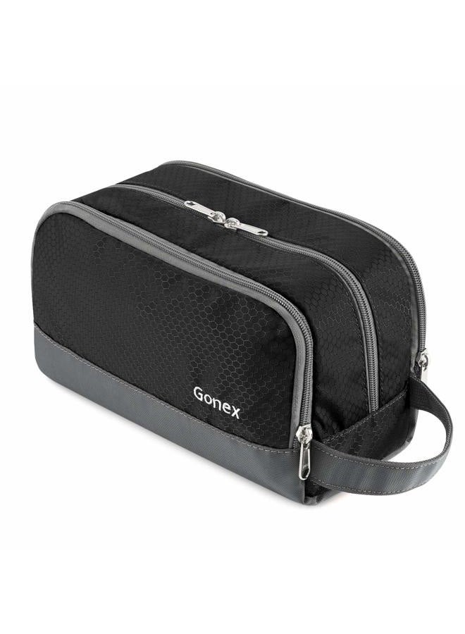 Gonex Travel Toiletry Bag Nylon, Dopp Kit Shaving Bag Toiletry Organizer Black - Image 1