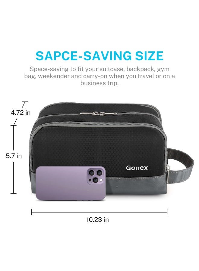 Gonex Travel Toiletry Bag Nylon, Dopp Kit Shaving Bag Toiletry Organizer Black - Image 5