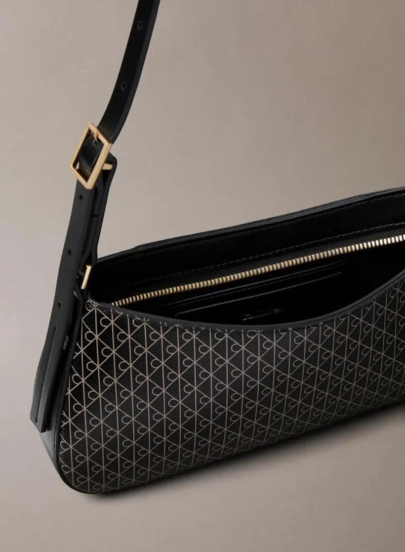 Calvin Klein BLACK AOP Coated Emblem Small Shoulder Bag for Women | Best Price UAE