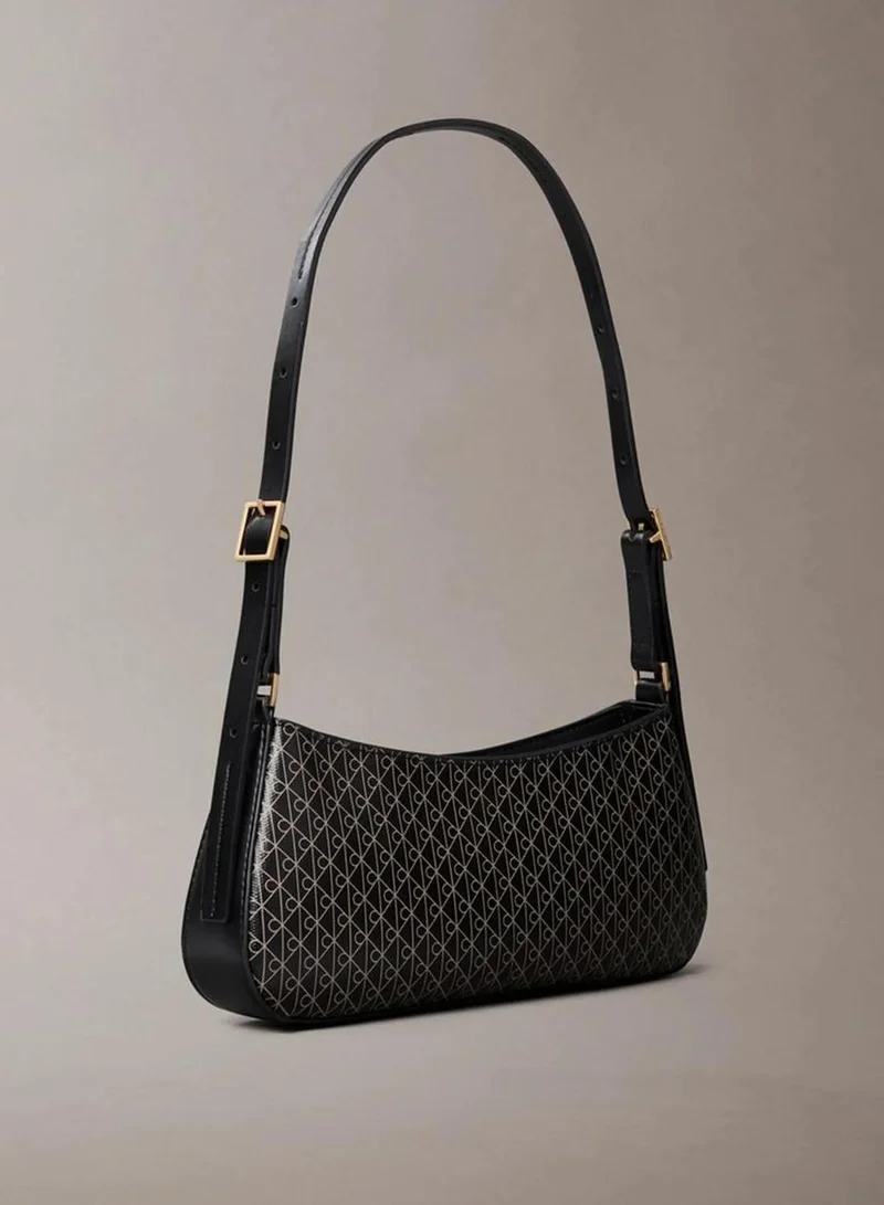Calvin Klein BLACK AOP Coated Emblem Small Shoulder Bag for Women | Best Price UAE