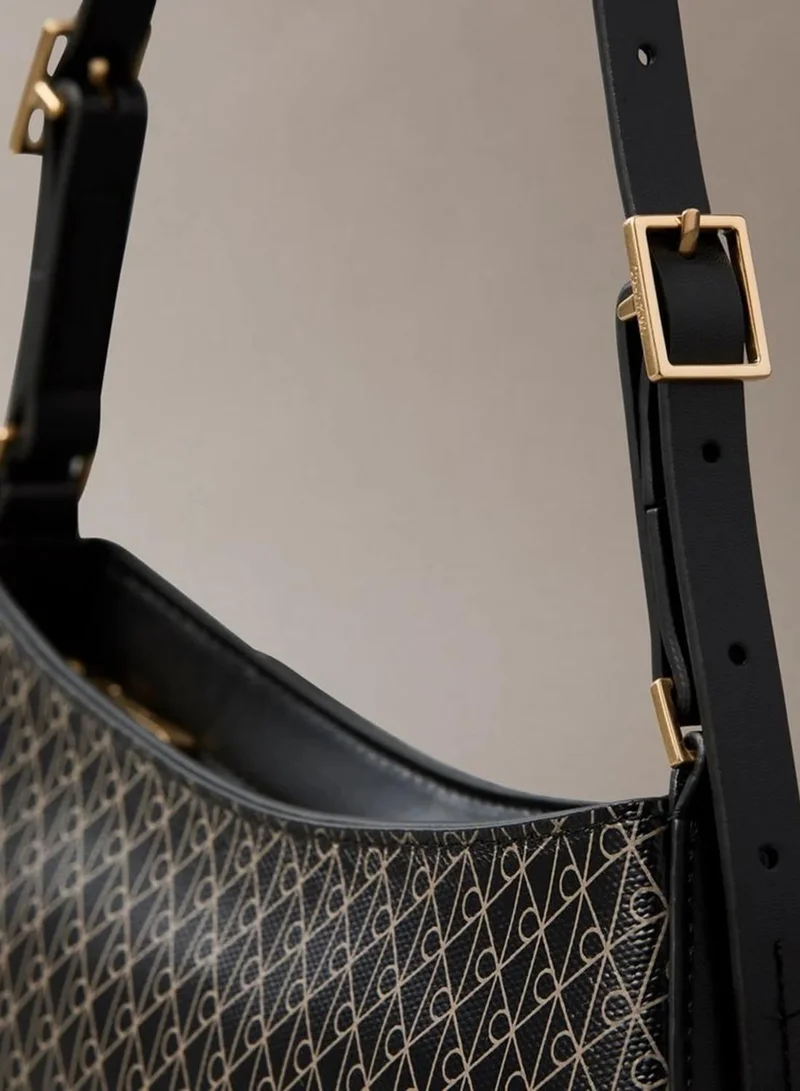 Calvin Klein BLACK AOP Coated Emblem Small Shoulder Bag for Women | Best Price UAE
