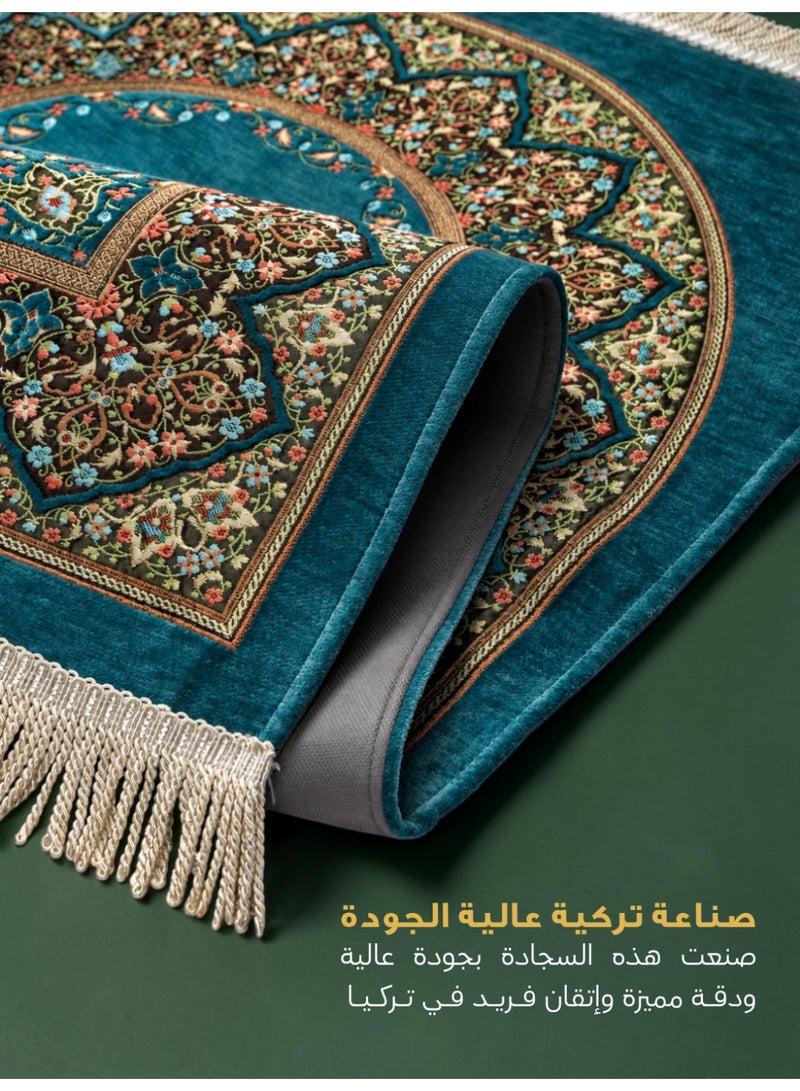 الفاتح سجادة صلاة شانيل تركية فاخرة مبطنة بالإسفنج الحراري بتصميم إسلامي حصري مميز مقاس 120×70 سم - Image 2