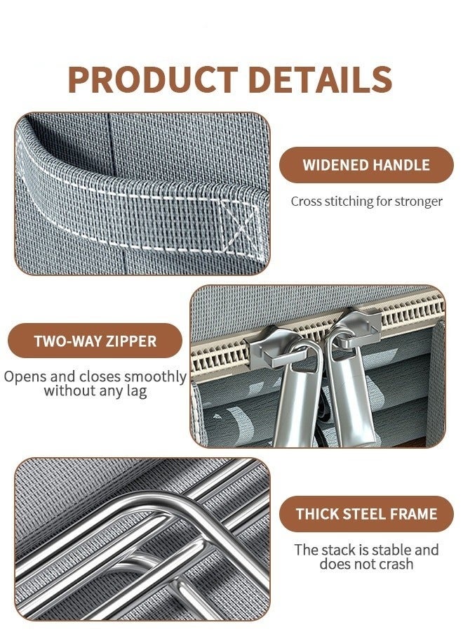 MIXDE Foldable Clothes Box,2-Piece Oxford Fabric Closet Organizer Bag Set With Carry Handles And Clear Window,66L Large Capacity Steel Frame Storage Bins 50x40x33cm - Image 3