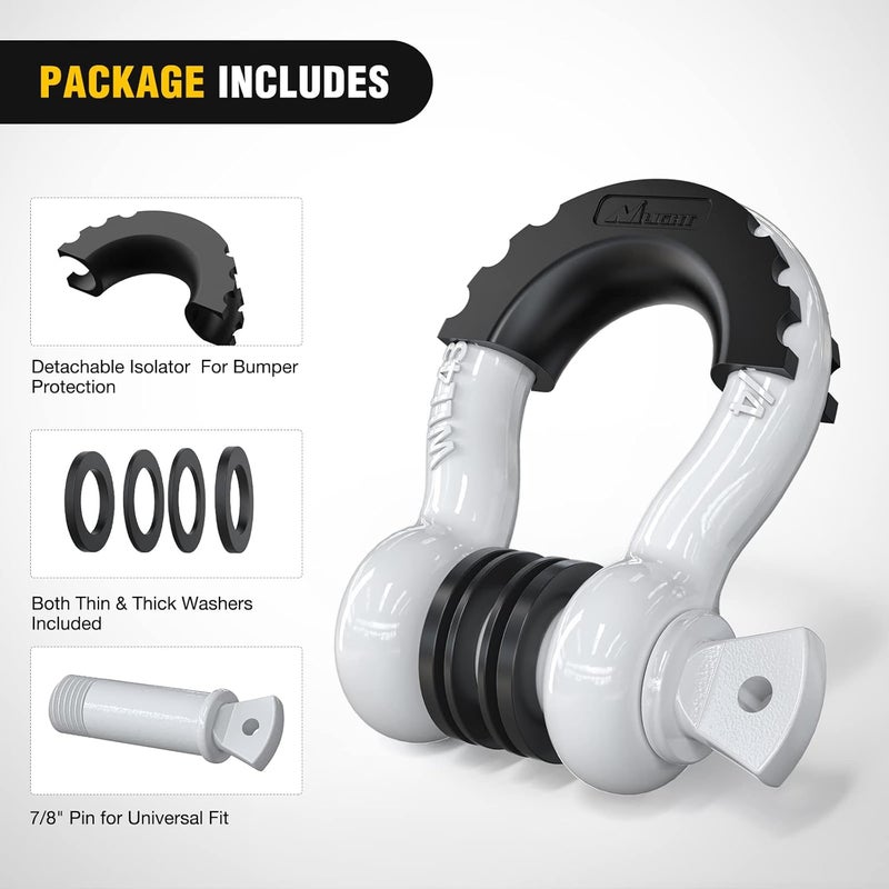 Nilight 2 Pack 3/4" D-Ring Shackle with 7/8" Screw Pin 41,887lbs Break Strength, Heavy Duty Off Road Recovery Shackle with Isolators Washers for Use with Tow Strap, Winch, Off-Road Jeep Truck Vehicle - Image 3