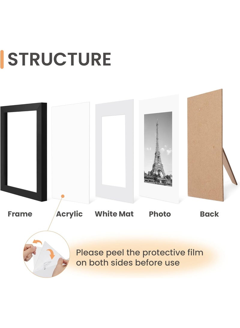 Relex Picture Frame Set of 10, 5x7 Inch Picture Frames, Display Pictures 4x6 Inch With Mat Or 5x7 Inch Without Mat, Multi Photo Frames Collage For Wall Or Tabletop Display, Black - Image 2