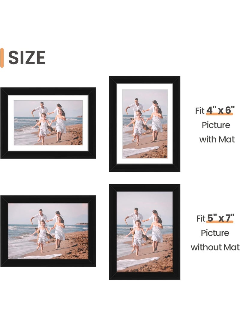 Relex Picture Frame Set of 10, 5x7 Inch Picture Frames, Display Pictures 4x6 Inch With Mat Or 5x7 Inch Without Mat, Multi Photo Frames Collage For Wall Or Tabletop Display, Black - Image 3