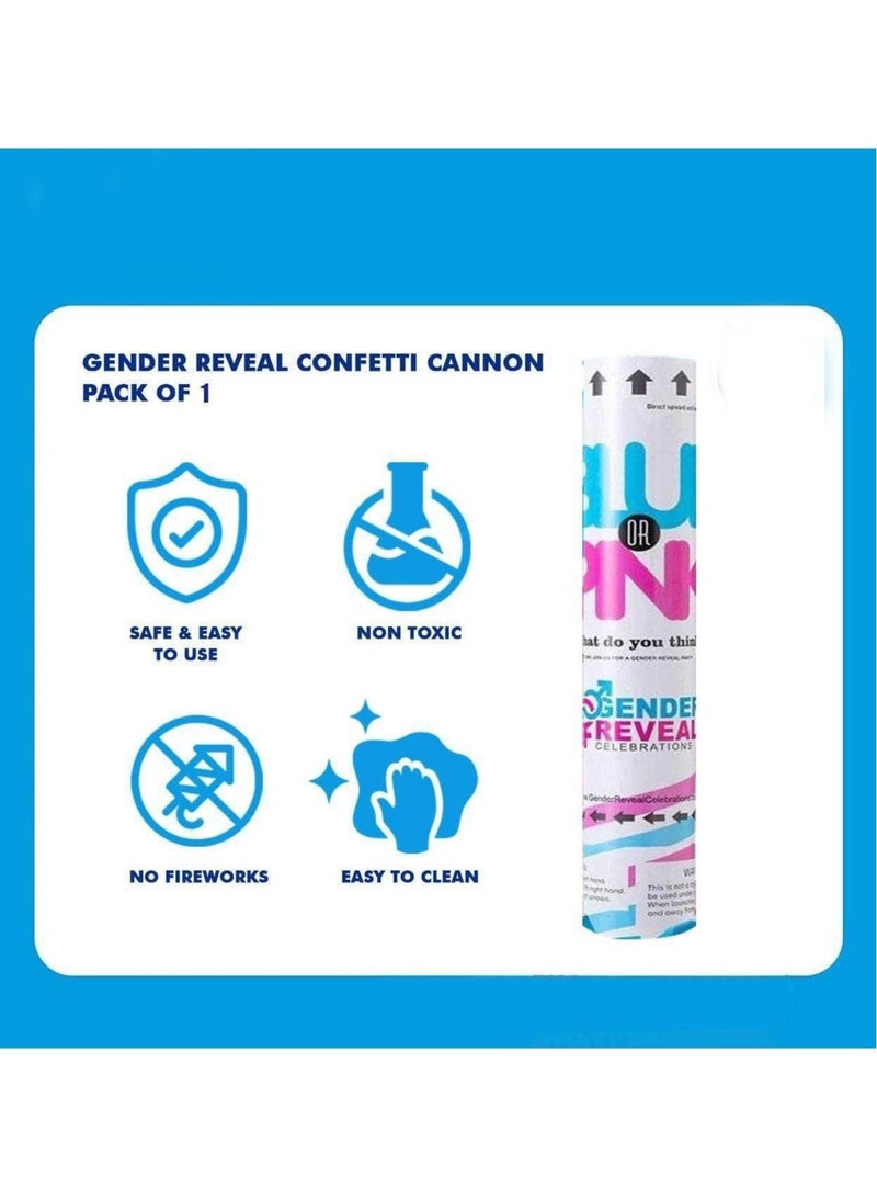 bbet Blue Gender Reveal Confetti Cannon 30 cm Party Poppers For Pregnancy Announcement and Baby Girl Gender Reveal Party Supplies 2 Pack, 30cm - Image 5