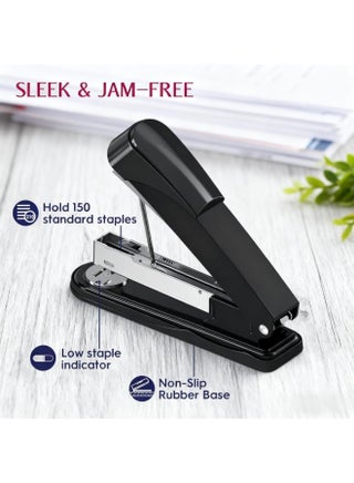 Heavy-Duty Metal Stapler, Black, 50 Sheets Capacity, Stainless Steel, Adjustable Staple Selector, Anti-Slip Base, for Office & Home Use - view 5