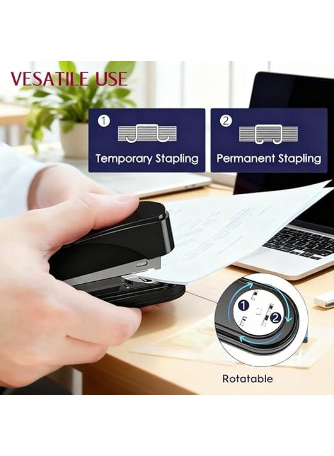 UREVO Heavy-Duty Metal Stapler, Black, 50 Sheets Capacity, Stainless Steel, Adjustable Staple Selector, Anti-Slip Base, for Office & Home Use - Image 4