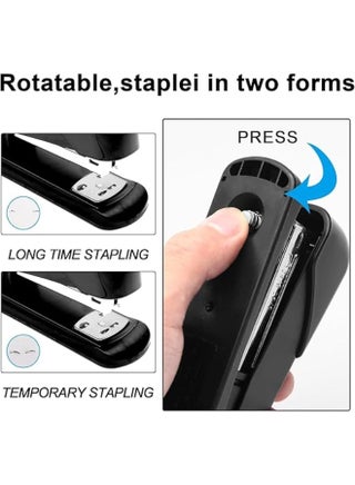 Heavy-Duty Metal Stapler, Black, 50 Sheets Capacity, Stainless Steel, Adjustable Staple Selector, Anti-Slip Base, for Office & Home Use - view 3