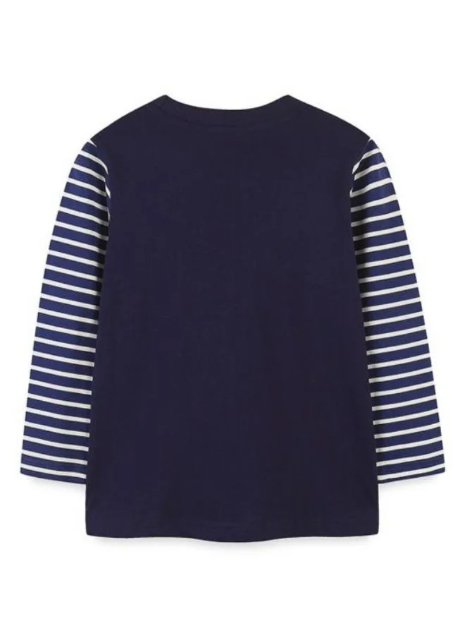YUNIQEE Black Printed Long Sleeve Crew Neck T-Shirt