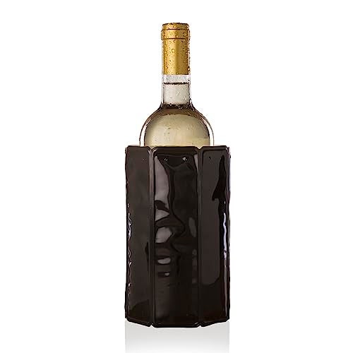 Vacu Vin Rapid Ice Wine Cooler | Freezable Gel Sleeve, Fits Standard 0.7?1?L Bottles | Keeps Wine Chilled for Hours | Flexible, Portable Bottle Cooler Sleeve – Black (Imported from Netherland) - Image 1