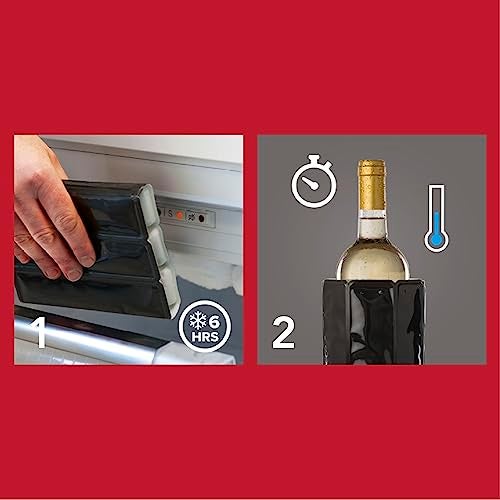 Vacu Vin Rapid Ice Wine Cooler | Freezable Gel Sleeve, Fits Standard 0.7?1?L Bottles | Keeps Wine Chilled for Hours | Flexible, Portable Bottle Cooler Sleeve – Black (Imported from Netherland) - Image 5